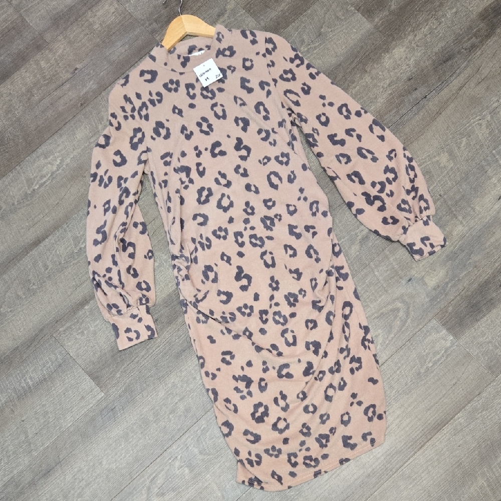 Elegant Animal Print Womens Maternity Long Sleeve Dress